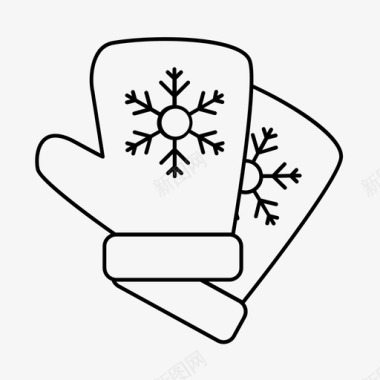 冬天的手套圣诞节连指手套图标