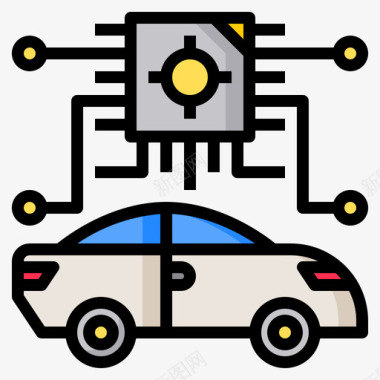 人工智能赛车3线性颜色图标