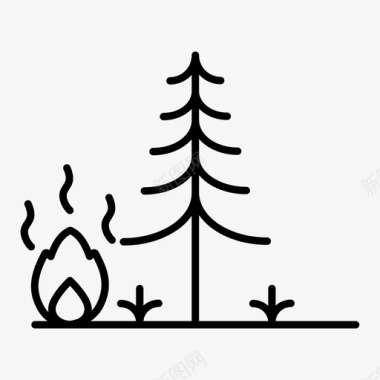 火灾森林砍伐自然图标