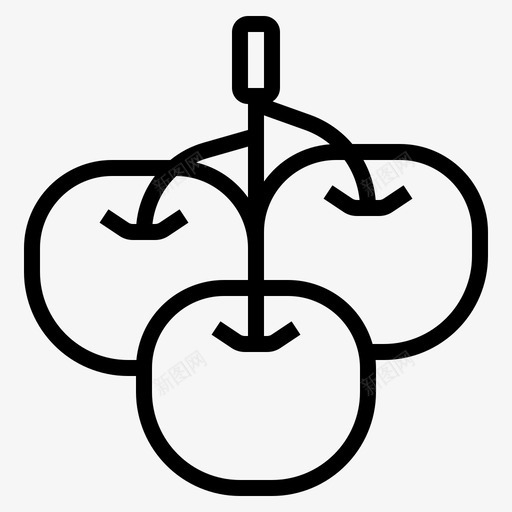 樱桃减肥水果svg_新图网 https://ixintu.com 水果 蔬菜 樱桃 减肥 有机 轮廓 图标