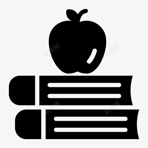 苹果书教育阅读svg_新图网 https://ixintu.com 苹果 教育 阅读 学习 字形