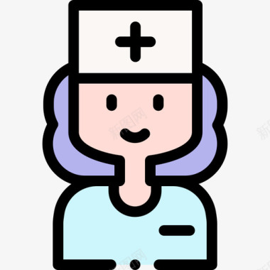 护士医疗服务20线性颜色图标