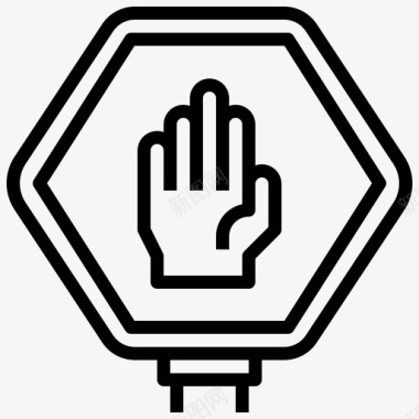 请勿触摸信号和禁令20线性图标