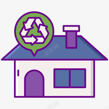 生态屋回收中心2线性颜色图标