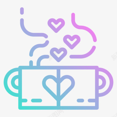 咖啡杯爱情时刻3渐变色图标