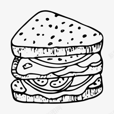 三明治快餐手绘图标