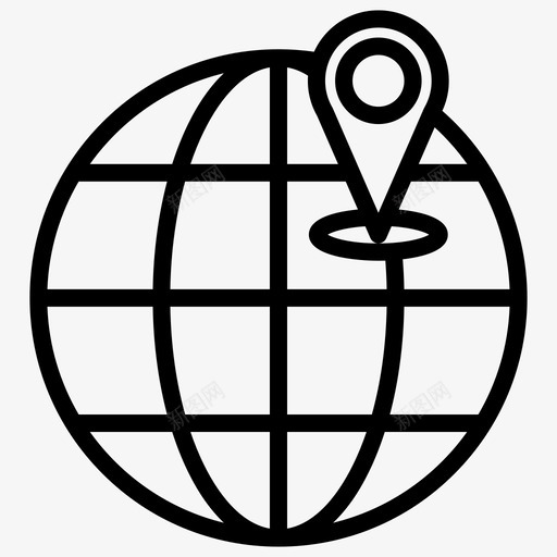 世界位置地图svg_新图网 https://ixintu.com 指针 世界 位置 地图 世界地图 业务 图标 粗体 线条