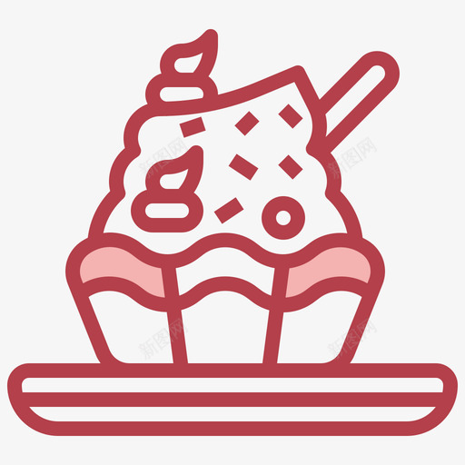 纸杯蛋糕面包店158红色svg_新图网 https://ixintu.com 纸杯 蛋糕 面包店 红色