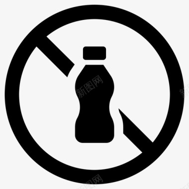 无塑料禁止瓶装环保图标