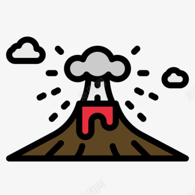 火山自然灾害45线性颜色图标