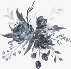 彩黑白波西米亚牡丹花卉剪贴画婚礼请柬设计PS54彩素材