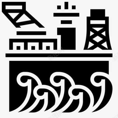 石油平台石油工业21字形图标