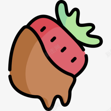 草莓甜点糖果17线性颜色图标