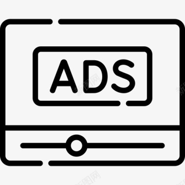 视频广告市场增长34线性图标