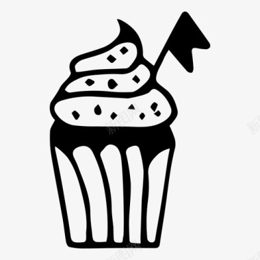 纸杯蛋糕面包房涂鸦图标