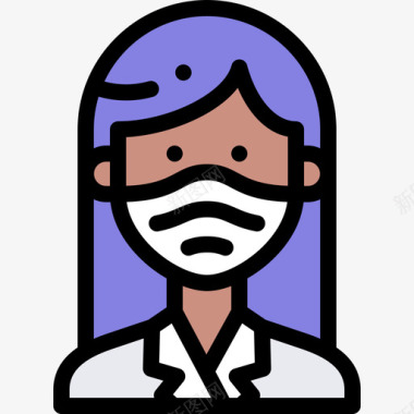 女人头像带医用面具1线性颜色图标