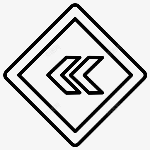 左左方向交通标志svg_新图网 https://ixintu.com 交通标志 左方 方向 道路 标志 粗体 线条