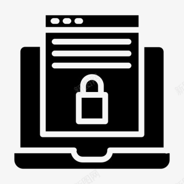 加密数据笔记本电脑网络安全标志图标