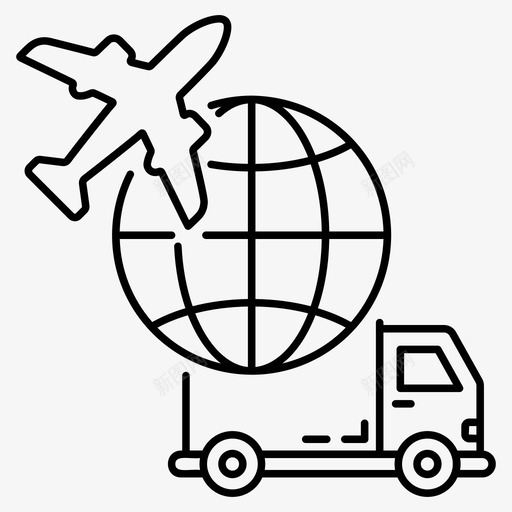 国际运输空运货运卡车svg_新图网 https://ixintu.com 运输 国际 全球 空运 货运 卡车 物流 航运 矢量 线图 图标