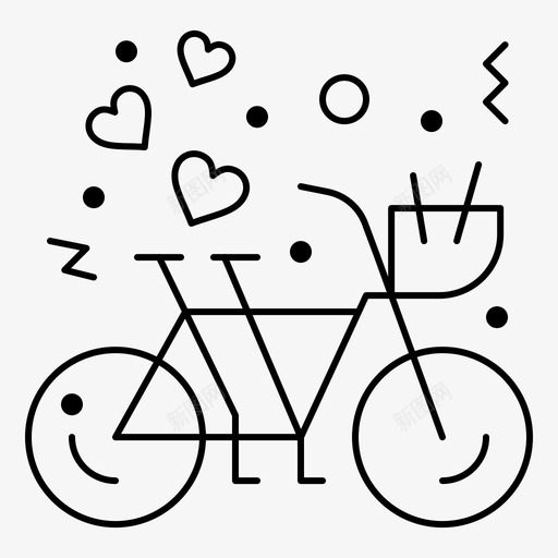 自行车情侣心svg_新图网 https://ixintu.com 自行车 情侣 情人节 细线