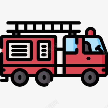 消防车应急服务55线性颜色图标