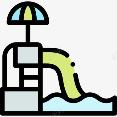 滑水梯35号游泳池线性颜色图标