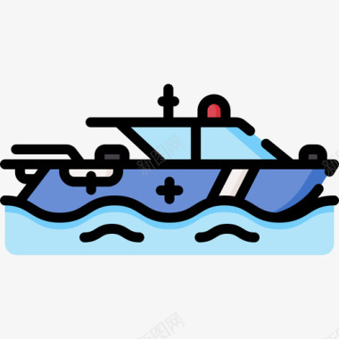 海上救援紧急服务55线性颜色图标