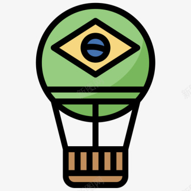 热气球巴西嘉年华39线性颜色图标