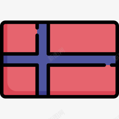 挪威国旗18线颜色图标