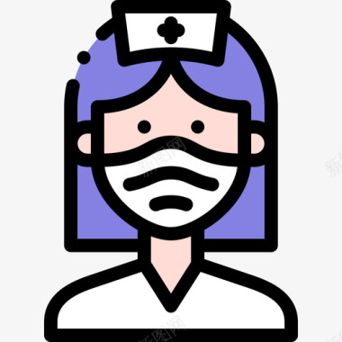 护士带医用面罩的化身1线性颜色图标