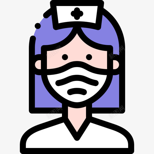 护士带医用面罩的化身1线性颜色svg_新图网 https://ixintu.com 护士 医用 面罩 化身 线性 颜色