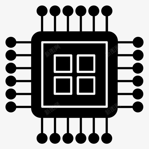 微处理器中央处理器计算机芯片svg_新图网 https://ixintu.com 芯片 微处理器 中央处理器 计算机 硬件 网络 通信 符号 图标