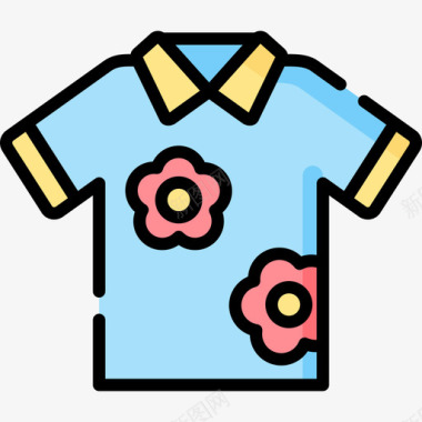 夏威夷衬衫热带目的地1线性颜色图标