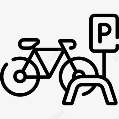自行车停车场城市元素79线性图标