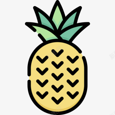菠萝夏威夷29线形颜色图标