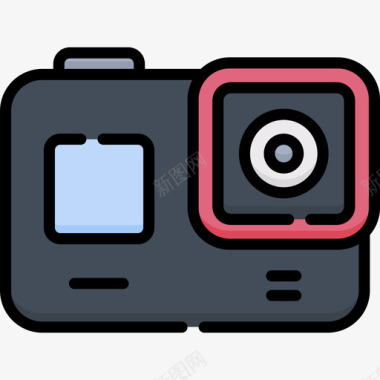 动作摄像机电子设备30线性彩色图标