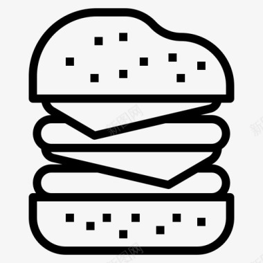双芝士汉堡快餐食品图标