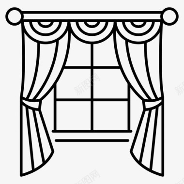 窗帘封闭式窗帘装饰性窗帘图标