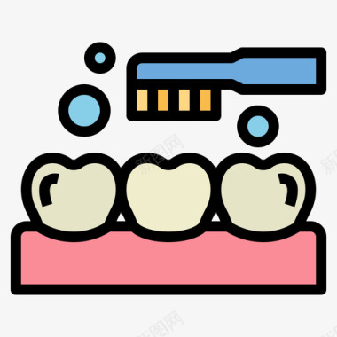 刷牙卫生62线性颜色图标