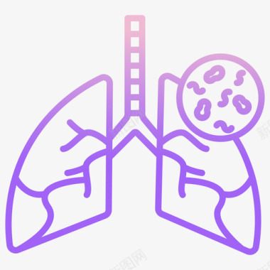 感染肺病毒163轮廓梯度图标