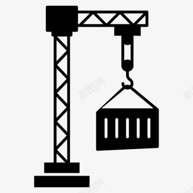 装卸平台施工起重机吊钩图标