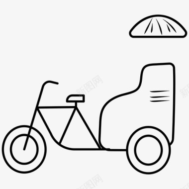 自行车人力车本地汽车公共交通图标