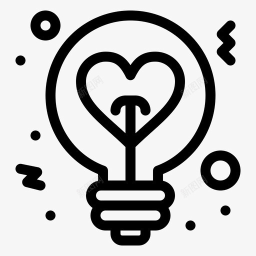 灯灯泡心svg_新图网 https://ixintu.com 灯泡 想法 情人节 大胆 线条