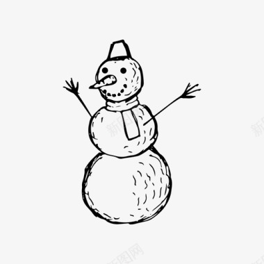 雪人圣诞节素描图标
