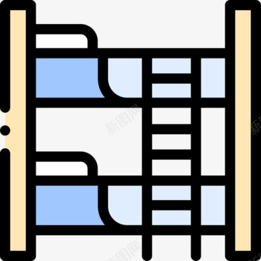 双层床77家庭线性颜色图标