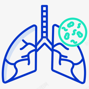感染肺病毒164轮廓颜色图标