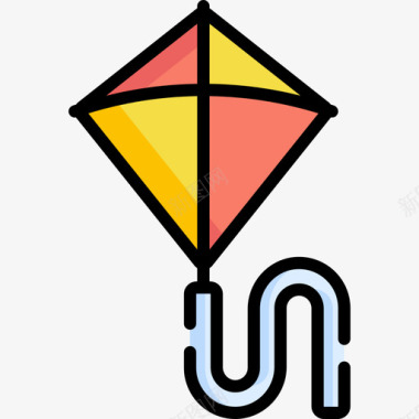 风筝业余爱好7线性颜色图标