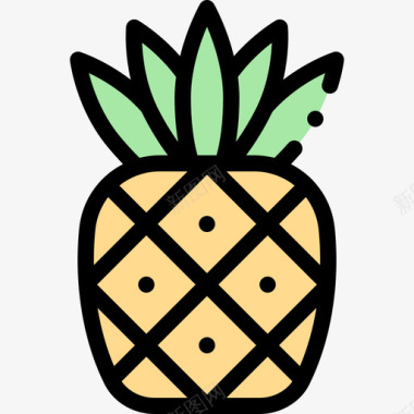 菠萝夏威夷33线形颜色图标