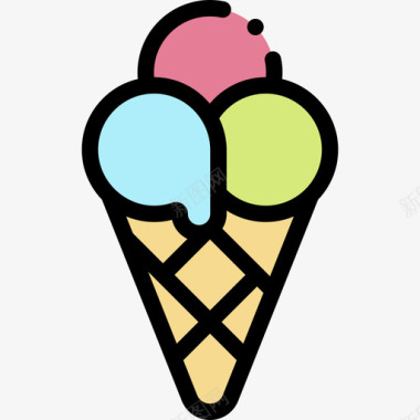冰淇淋假日74线性颜色图标