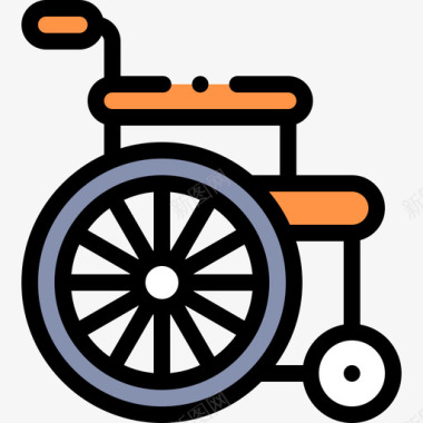 轮椅残疾人援助24线性颜色图标